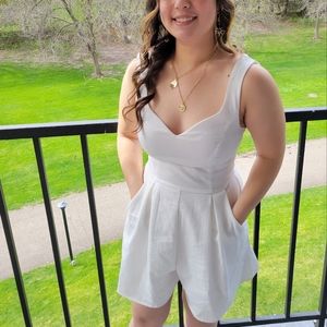 White Mi Ami Romper Small WITH POCKETS!!